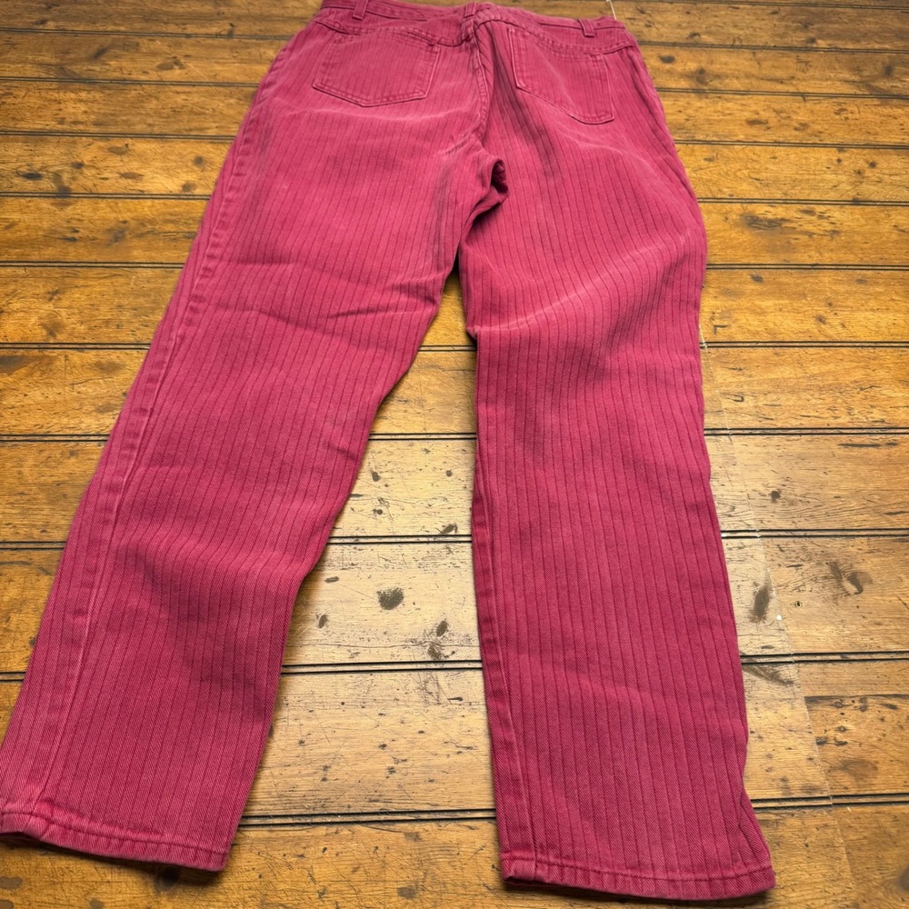 Forenza Women's reddish Pink Pinstripe Corduroy Pants High Waisted Straight Leg - Picture 8 of 8